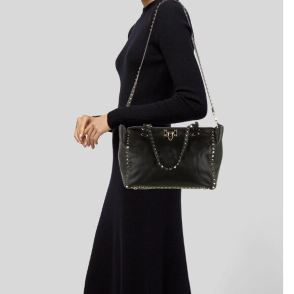 Valentino Garvavani Rockstud Leather Tote Crossbody - Picture 1 of 13